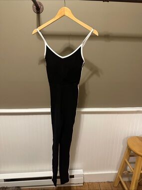 Slim Black & White Spaghetti-Strap Jumpsuit